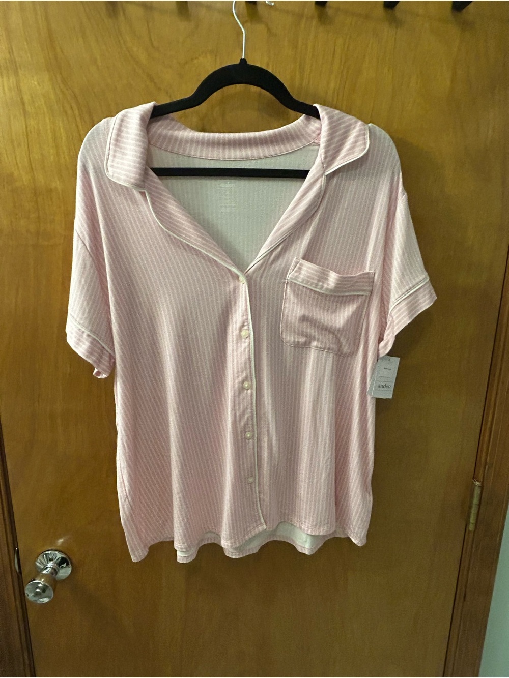 NWT Auden Pink Striped Short-Sleeve Button Pajama Top- XL - Picture 5 of 6